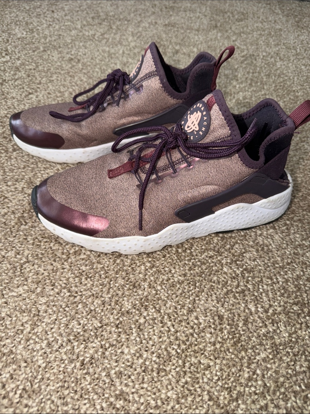 Nike Women's Air Huarache Sneakers in Mauve and Deep Plum